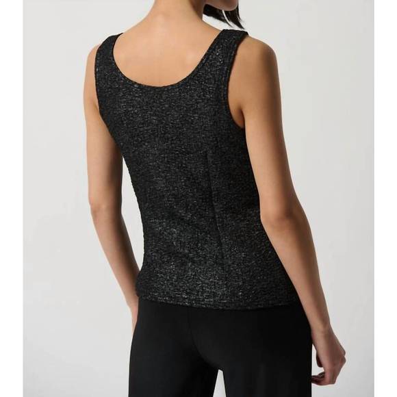 NEW JOSEPH RIBKOFF foiled textured knit two-piece top set in black silver - Picture 4 of 4